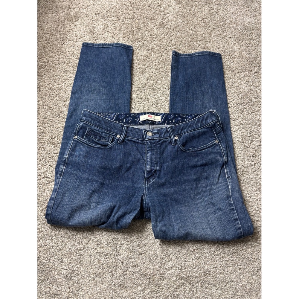 Levis 525 Perfect Waist Straight Leg Jeans Blue Medium Wash 12 S/C